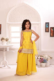 Yellow Silk Plazo Suit with Net Dupatta