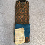 Green/Gold Jamawar Kurta Pajama with Dupatta