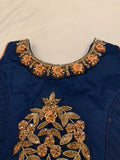 Peach/Navy Blue Zardozi/Stones/Sequin Lehenga Choli with Net Dupatta