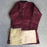 Maroon Jamawar Kurta Pajama with Dupatta