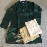 Green Jamawar Kurta Pajama with Dupatta