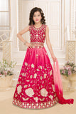 Pink Floral Lehenga Choli with Tie die Dupatta