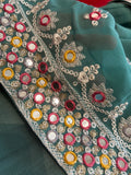 Blue Chiffon Floor Length Gown 