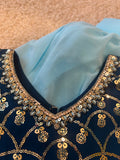 Blue Chiffon Sequined Lehenga with Dupatta