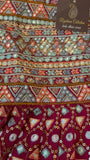 Pink Chiffon Crop Top/Plazo with Dupatta and ¾ Sleeve Blouse
