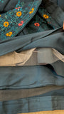 Blue Chiffon Sequin Floor Length Gown