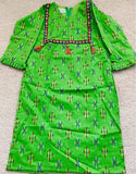 Green Ikkat Cotton Kurti