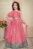 Pink Digital Printed Lehenga Choli with Net Dupatta