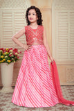 Pink Chiffon Leheriya Lehenga Choli with Net Dupatta