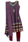 Purple/Maroon Cotton Silk Anarkali Suit with Dupatta