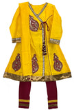Yellow Cotton Silk Anarkali Suit with Dupatta