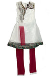 White/Maroon Net Anarkali Suit with Net shaded Dupatta