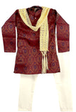 Maroon Jamawar Kurta Pajama with Dupatta