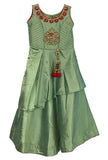 Green Silk Floor Length Gown
