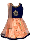 Peach/Navy Blue Zardozi/Stones/Sequin Lehenga Choli with Net Dupatta