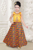 Yellow/Green/Orange Floral Lehenga Choli with Shaded Chiffon Dupatta