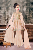 Beige Chiffon sequined Gharara Suit with Dupatta