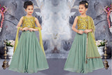 Green/Yellow Georgette Lehenga Choli with Net Dupatta