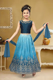 Blue Silk Crushed Lehenga Choli