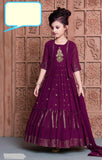 Wine Georgette Floor Length Gown with Jacket