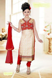 Red/Gold Chudidar Suit with Shaded Net Dupatta