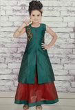 Green/Maroon Silk Lehenga with Chiffon Dupatta