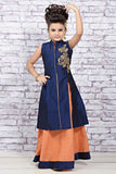 Navy Blue/Peach Lehenga with Chiffon Dupatta