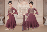Brown Georgette Floor Length Suit/Chudidar with Dupatta