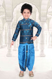 Blue Silk Sherwani with Dhoti