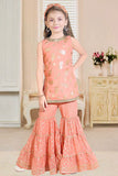 Peach/Gold Gharara/Sharara Suit with Chiffon Dupatta