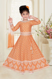 Orange Georgette Lehenga Choli with Shaded Net Dupatta