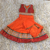 Orange floor length Anarkali Suit with Net Dupatta