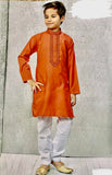 Orange Cotton Kurta Pajama